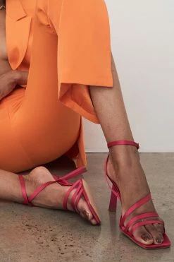 LFS Lena Three Strap Satin Heels - Pink