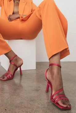 LFS Lena Three Strap Satin Heels - Pink