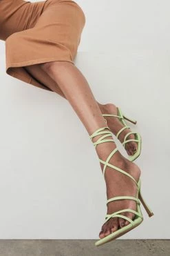 LFS Milly Faux Leather Wrap Around Heels - Lime Green 12 LFS Milly Faux Leather Wrap Around Heels - Lime Green