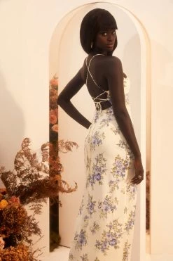 WNT DRESSES Sydney Straight Neck Slip Maxi Dress - Floral Print