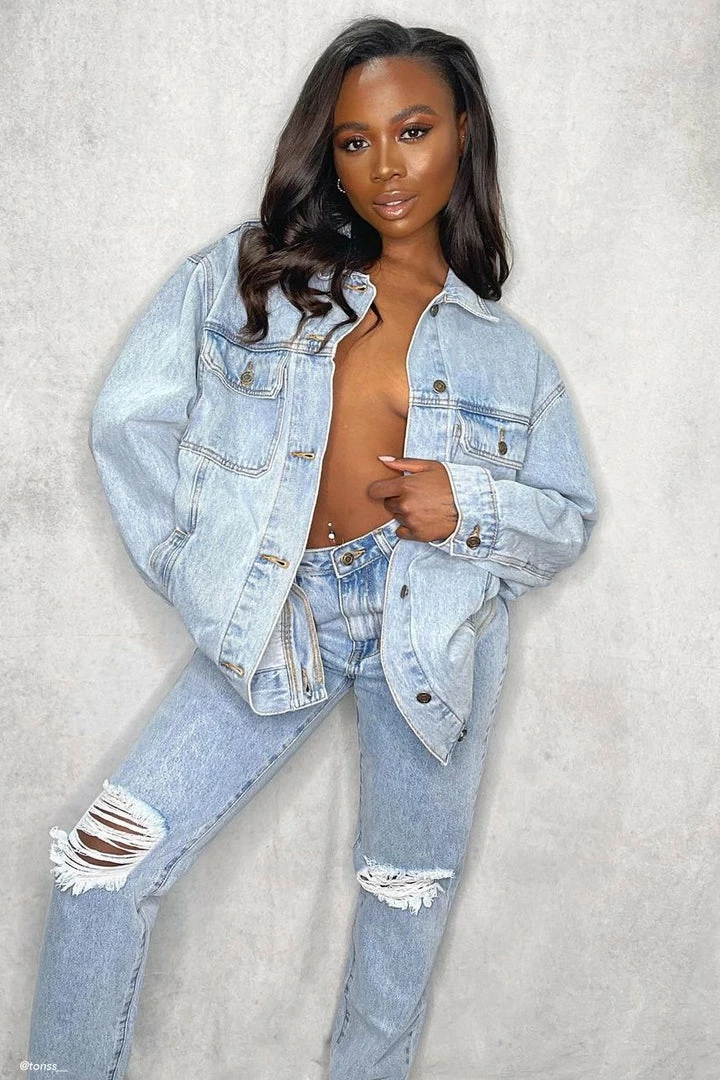 EMS All Bottoms Suki Ripped Knee Rigid Straight Leg Jeans - Light Blue 7 EMS All Bottoms Suki Ripped Knee Rigid Straight Leg Jeans - Light Blue