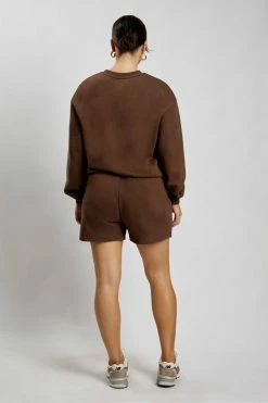 QNG Sweaters & Hoodies Simone Loopback Jogger Short - Chocolate