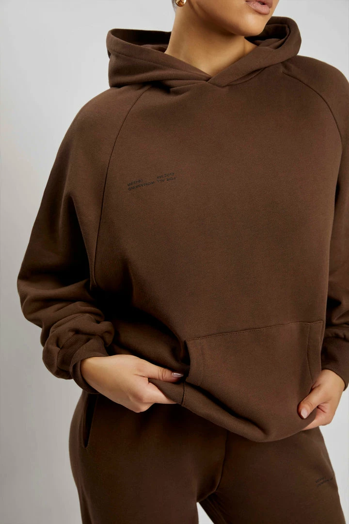 QNG Sweaters & Hoodies Monika Loopback Oversized Hoodie - Chocolate 7 QNG Sweaters & Hoodies Monika Loopback Oversized Hoodie - Chocolate