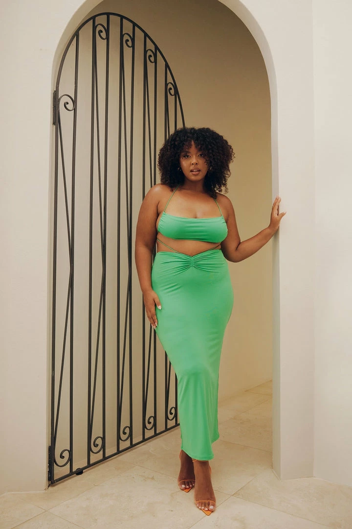 WXI Amber Ruched Maxi Skirt - Green 1 WXI Amber Ruched Maxi Skirt - Green