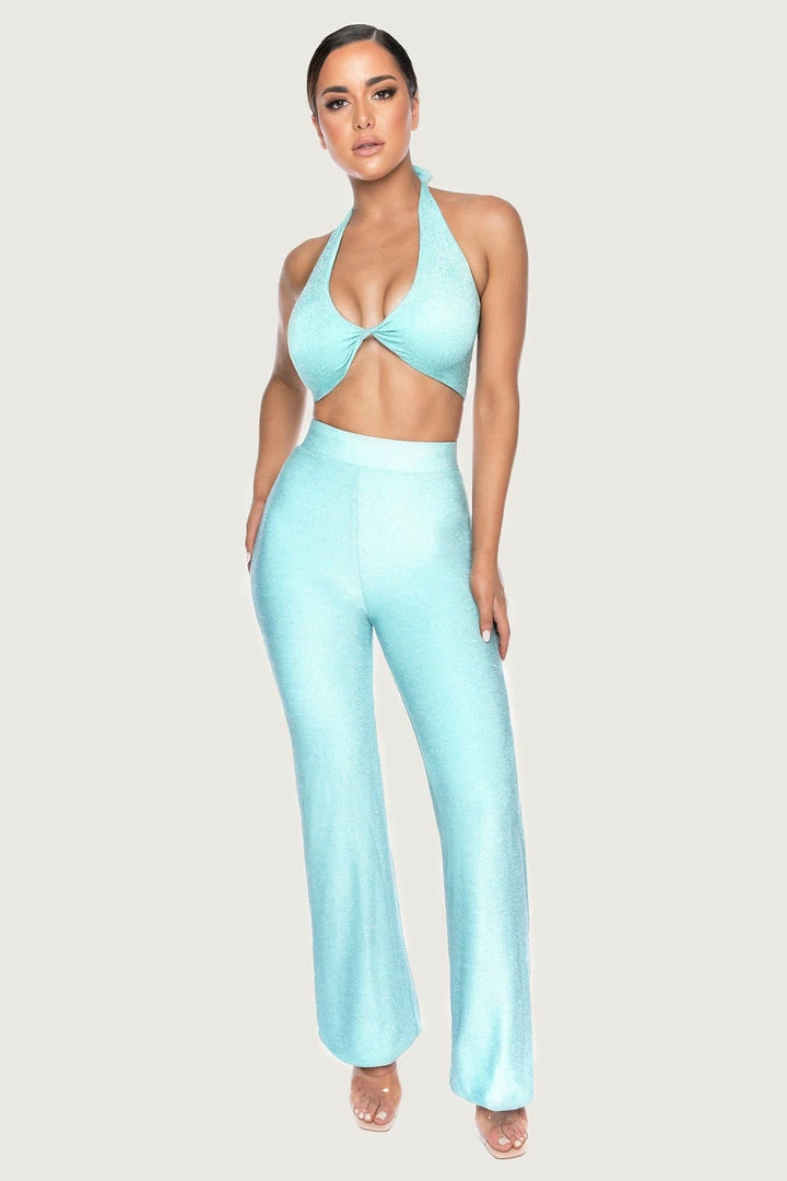 ROM Geneva Knot Front Crop Top - Turquoise 5 ROM Geneva Knot Front Crop Top - Turquoise