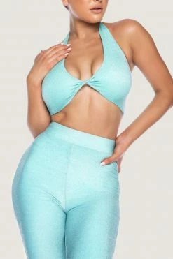 ROM Geneva Knot Front Crop Top - Turquoise 8 ROM Geneva Knot Front Crop Top - Turquoise