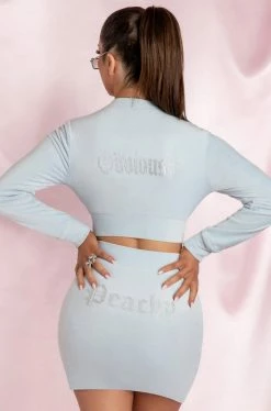 WXI Gretchen Velvet Mini Skirt - Baby Blue All Bottoms