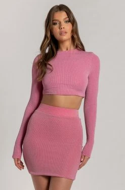 ROM Iliana Shimmer Rib Mini Skirt - Pink 12 ROM Iliana Shimmer Rib Mini Skirt - Pink