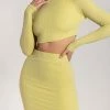 ROM Iliana Shimmer Rib Mini Skirt - Lemon All Bottoms