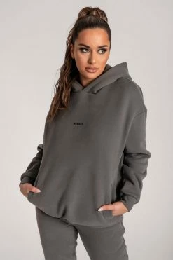 QNG Two Piece Sets Bay Unisex Oversized Cosy Hoodie - Charcoal