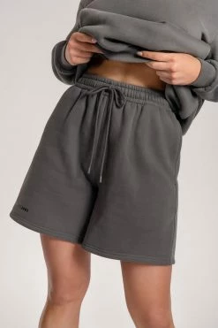 QNG Taylor Unisex Cosy Long Shorts - Charcoal Two Piece Sets