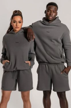 QNG Taylor Unisex Cosy Long Shorts - Charcoal Two Piece Sets