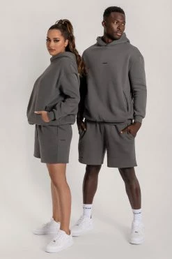 QNG Taylor Unisex Cosy Long Shorts - Charcoal Two Piece Sets