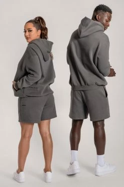 QNG Taylor Unisex Cosy Long Shorts - Charcoal Two Piece Sets