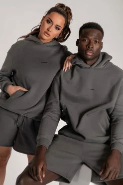 QNG Two Piece Sets Bay Unisex Oversized Cosy Hoodie - Charcoal