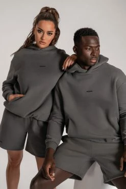 QNG Taylor Unisex Cosy Long Shorts - Charcoal Two Piece Sets