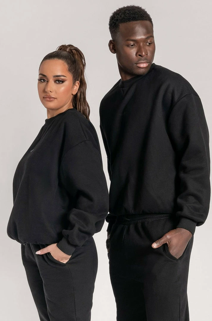 QNG Two Piece Sets Max Unisex Crew Neck Cosy Sweater - Black 5 QNG Two Piece Sets Max Unisex Crew Neck Cosy Sweater - Black