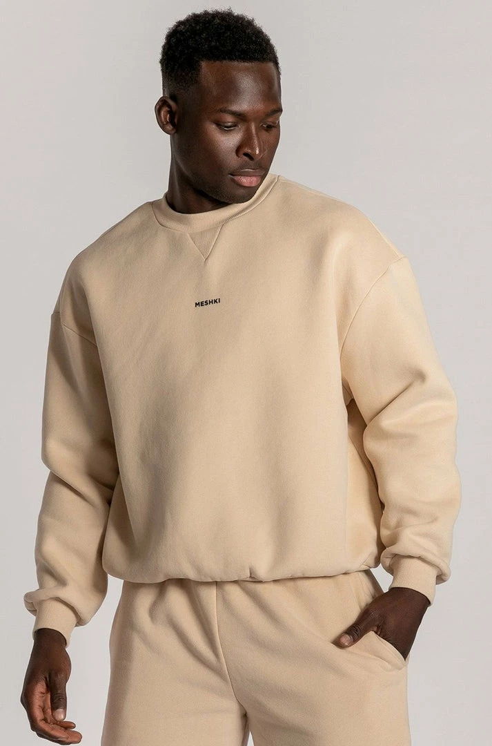 QNG Max Unisex Crew Neck Cosy Sweater - Oatmeal 6 QNG Max Unisex Crew Neck Cosy Sweater - Oatmeal