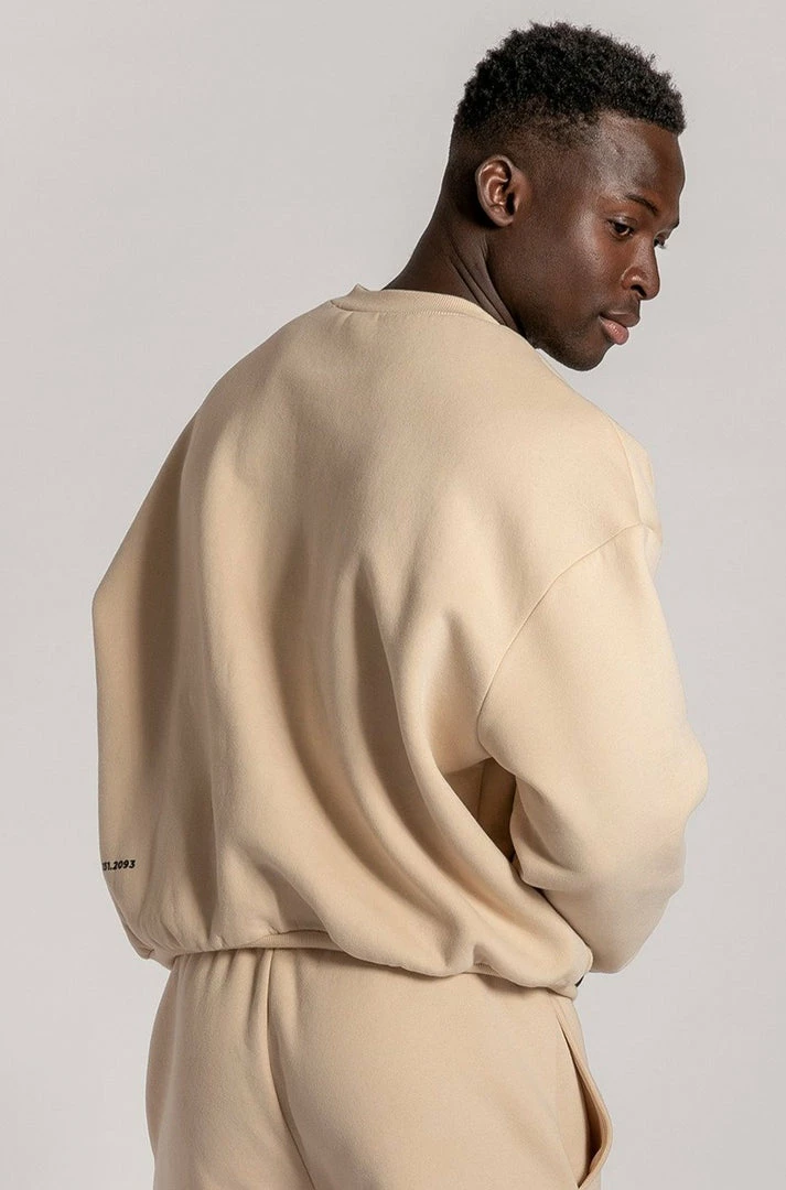 QNG Max Unisex Crew Neck Cosy Sweater - Oatmeal 8 QNG Max Unisex Crew Neck Cosy Sweater - Oatmeal