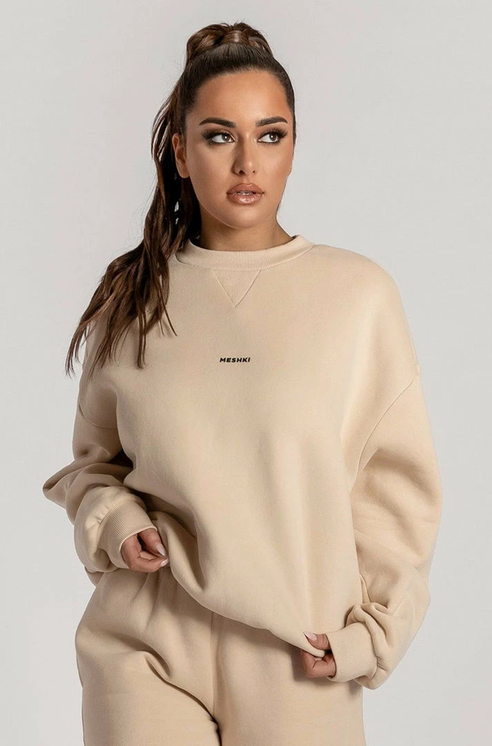 QNG Max Unisex Crew Neck Cosy Sweater - Oatmeal 14 QNG Max Unisex Crew Neck Cosy Sweater - Oatmeal