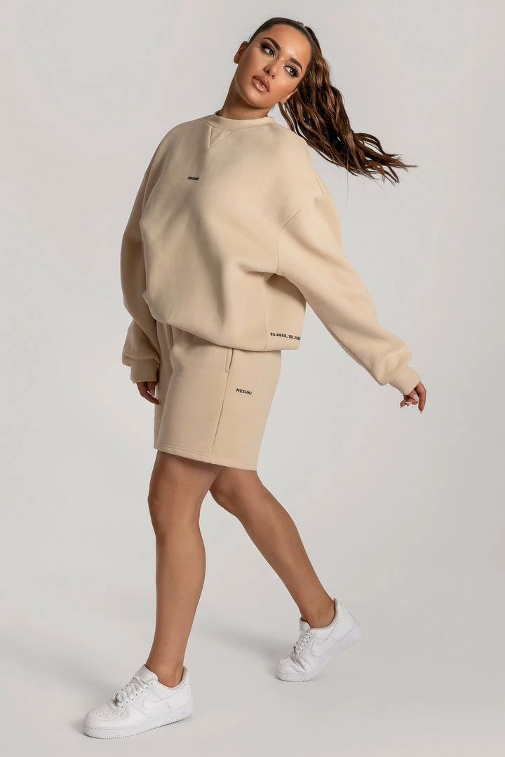 QNG Max Unisex Crew Neck Cosy Sweater - Oatmeal 18 QNG Max Unisex Crew Neck Cosy Sweater - Oatmeal