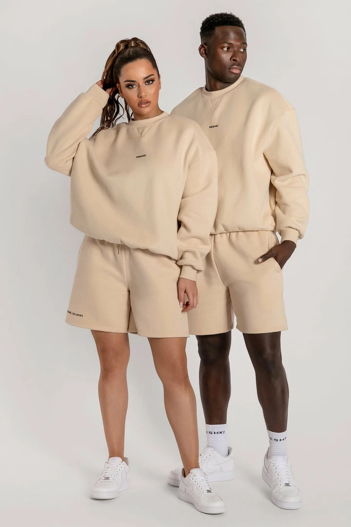 QNG Max Unisex Crew Neck Cosy Sweater - Oatmeal 4 QNG Max Unisex Crew Neck Cosy Sweater - Oatmeal