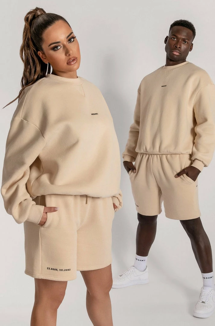 QNG Max Unisex Crew Neck Cosy Sweater - Oatmeal 1 QNG Max Unisex Crew Neck Cosy Sweater - Oatmeal