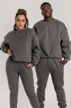 QNG Max Unisex Crew Neck Cosy Sweater - Charcoal