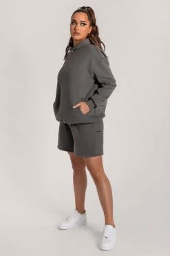 QNG Taylor Unisex Cosy Long Shorts - Charcoal Two Piece Sets