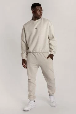 QNG Max Unisex Crew Neck Cosy Sweater - Snow Marle Two Piece Sets