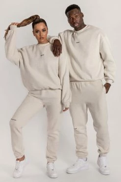 QNG Max Unisex Crew Neck Cosy Sweater - Snow Marle Two Piece Sets