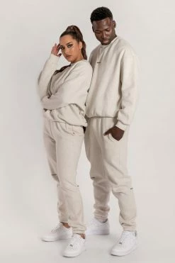 QNG Max Unisex Crew Neck Cosy Sweater - Snow Marle Two Piece Sets