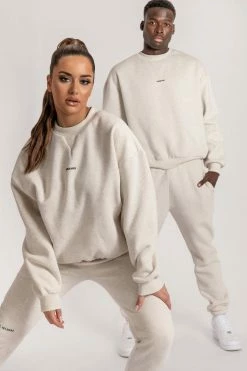 QNG Max Unisex Crew Neck Cosy Sweater - Snow Marle Two Piece Sets