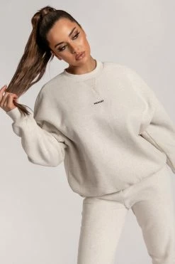 QNG Max Unisex Crew Neck Cosy Sweater - Snow Marle Two Piece Sets