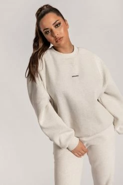 QNG Max Unisex Crew Neck Cosy Sweater - Snow Marle Two Piece Sets