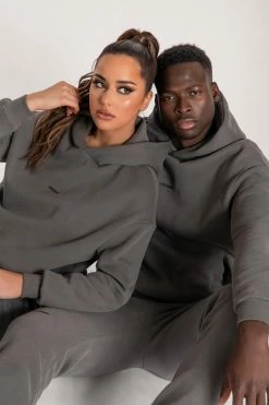 QNG Two Piece Sets Bay Unisex Oversized Cosy Hoodie - Charcoal