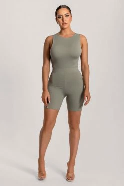 WXI Abbie Racer Neck Tank Bodysuit - Sage