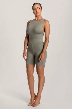 WXI Abbie Racer Neck Tank Bodysuit - Sage