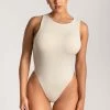 WXI All Tops Abbie Racer Neck Tank Bodysuit - Sand