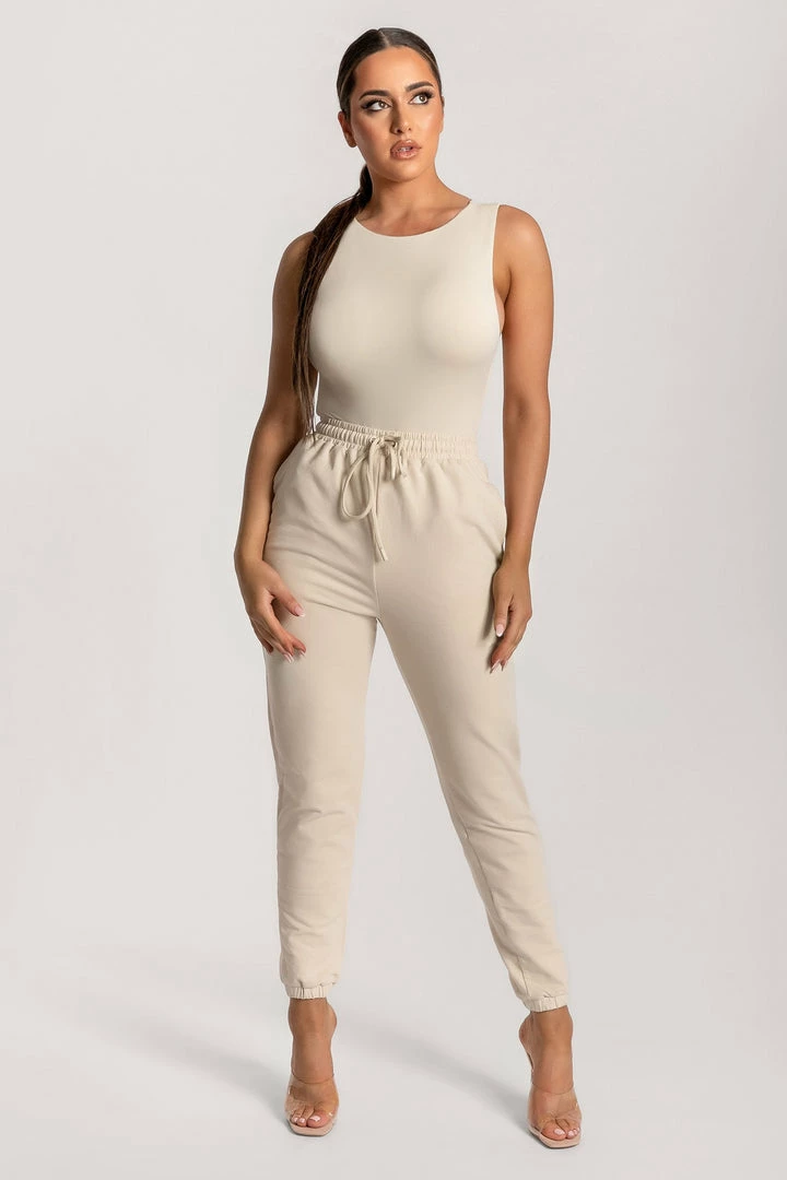 WXI All Tops Abbie Racer Neck Tank Bodysuit - Sand 9 WXI All Tops Abbie Racer Neck Tank Bodysuit - Sand