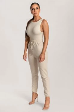WXI All Tops Abbie Racer Neck Tank Bodysuit - Sand 22 WXI All Tops Abbie Racer Neck Tank Bodysuit - Sand