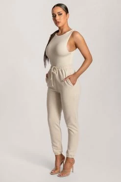 WXI All Tops Abbie Racer Neck Tank Bodysuit - Sand 23 WXI All Tops Abbie Racer Neck Tank Bodysuit - Sand
