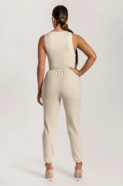 WXI All Tops Abbie Racer Neck Tank Bodysuit - Sand 20 WXI All Tops Abbie Racer Neck Tank Bodysuit - Sand