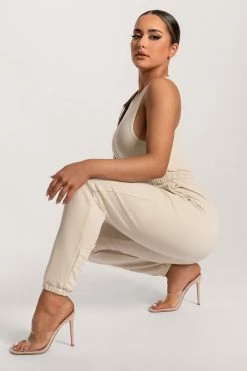 WXI All Tops Abbie Racer Neck Tank Bodysuit - Sand 18 WXI All Tops Abbie Racer Neck Tank Bodysuit - Sand