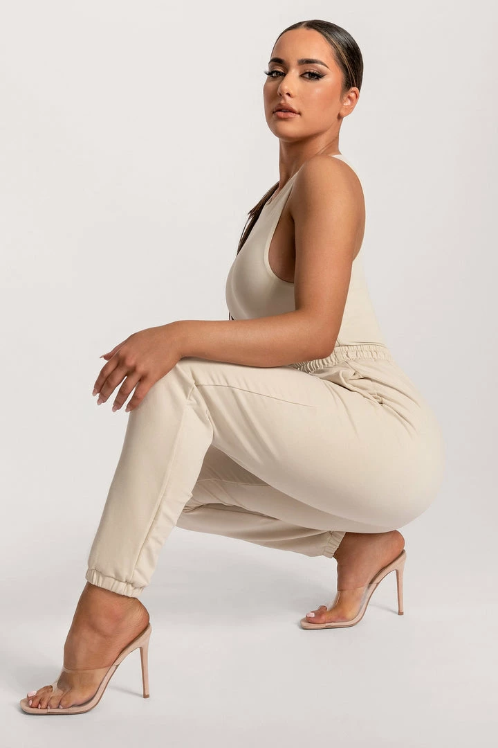 WXI All Tops Abbie Racer Neck Tank Bodysuit - Sand 6 WXI All Tops Abbie Racer Neck Tank Bodysuit - Sand