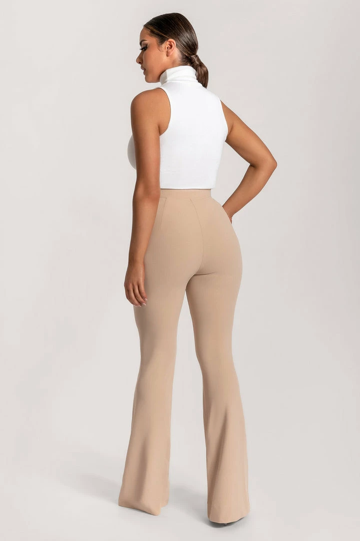 QNG Zendaya Highwaisted Flare Pants - Nude All Bottoms 12 QNG Zendaya Highwaisted Flare Pants - Nude All Bottoms