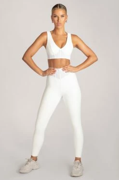 HNG Dion Mesh Pannelled Crop Top - White Athleisure
