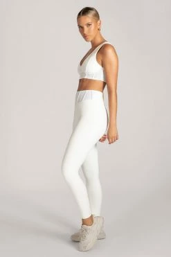 HNG Dion Mesh Pannelled Crop Top - White Athleisure