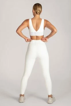HNG Dion Mesh Pannelled Crop Top - White Athleisure