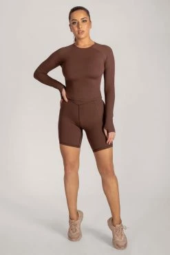 HNG Hera Panelled Bike Shorts - Chocolate